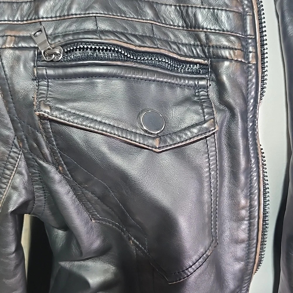 Ameri Mode Faux Leather Biker USA Jacket Size Sma… - image 6